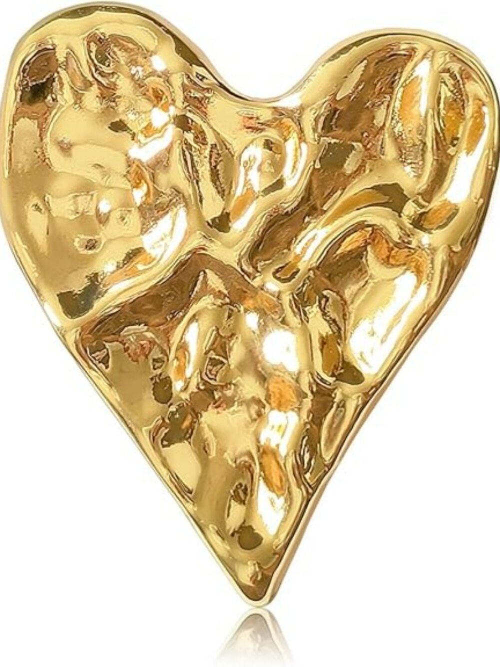 NEW Heart Brooch Unique Irregular Hammered Chunky Large Heart Brooch Dainty